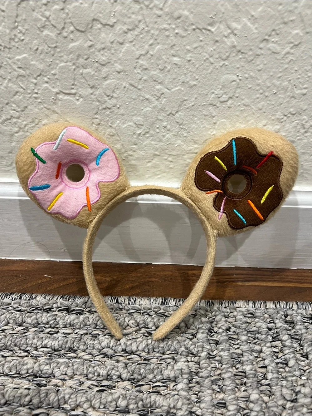 Donut Minnie Mouse Ears - Pink & Brown Plush Ears